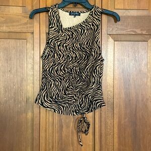 5/$45 Sale EMORY PARK TIGER PRINT SLEEVELESS TOP~TIE PULL ADJUSTER~MD